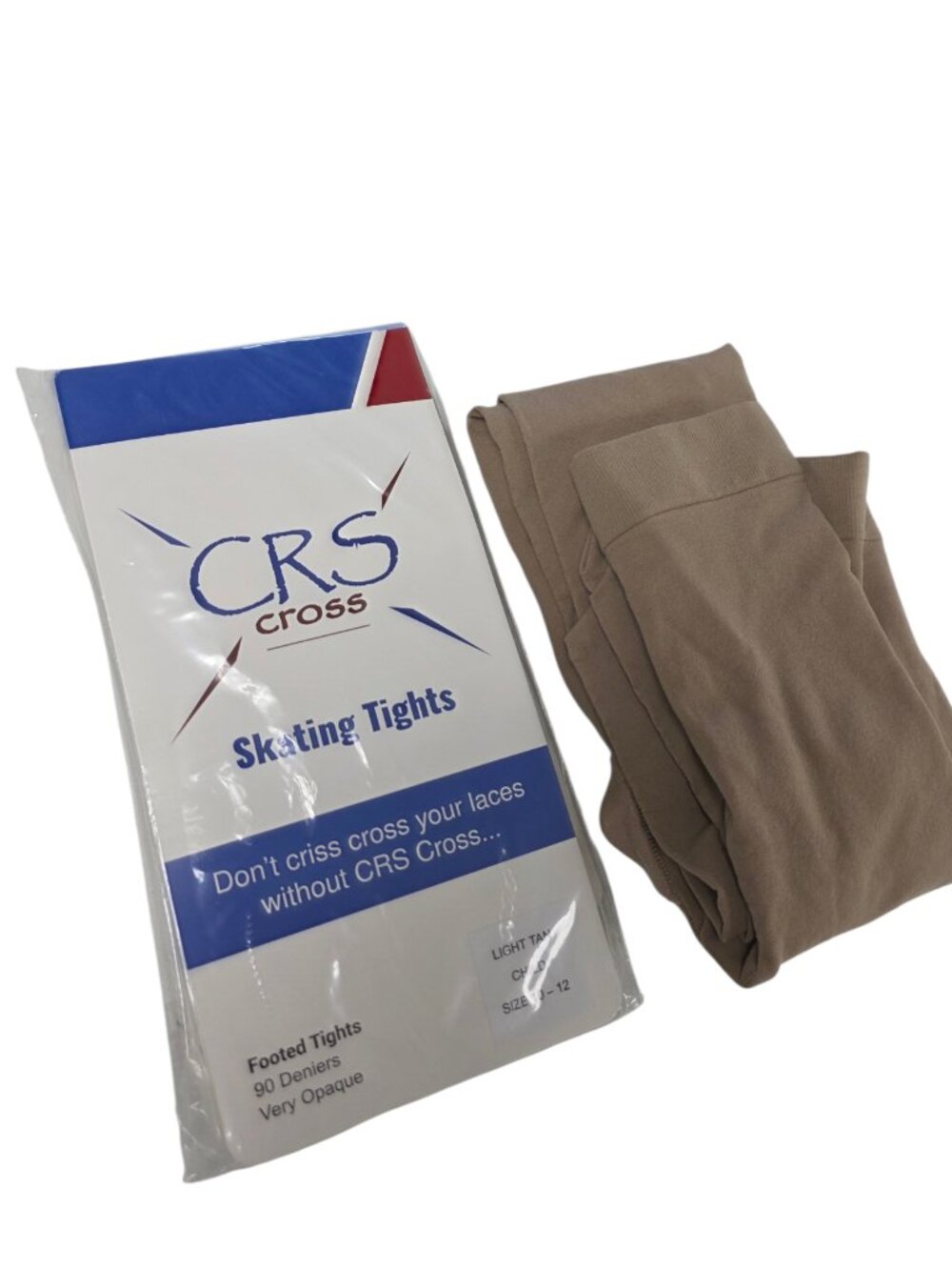 CRS Cross Skating Footed Tights, Opaque, Light Tan, Girl's Size 10-12